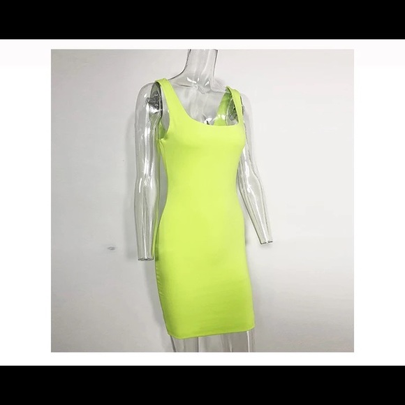 BODYCON dress NEON YELLOW - Picture 5 of 8